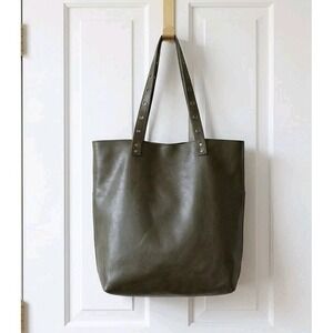 American Eagle Tote Bag Womens OS Olive Green Faux Leather Grommet Strap Utility